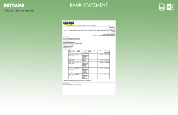 Модерен стил на индиската банка Алахабад шаблон за верзија на изводот на сметкат